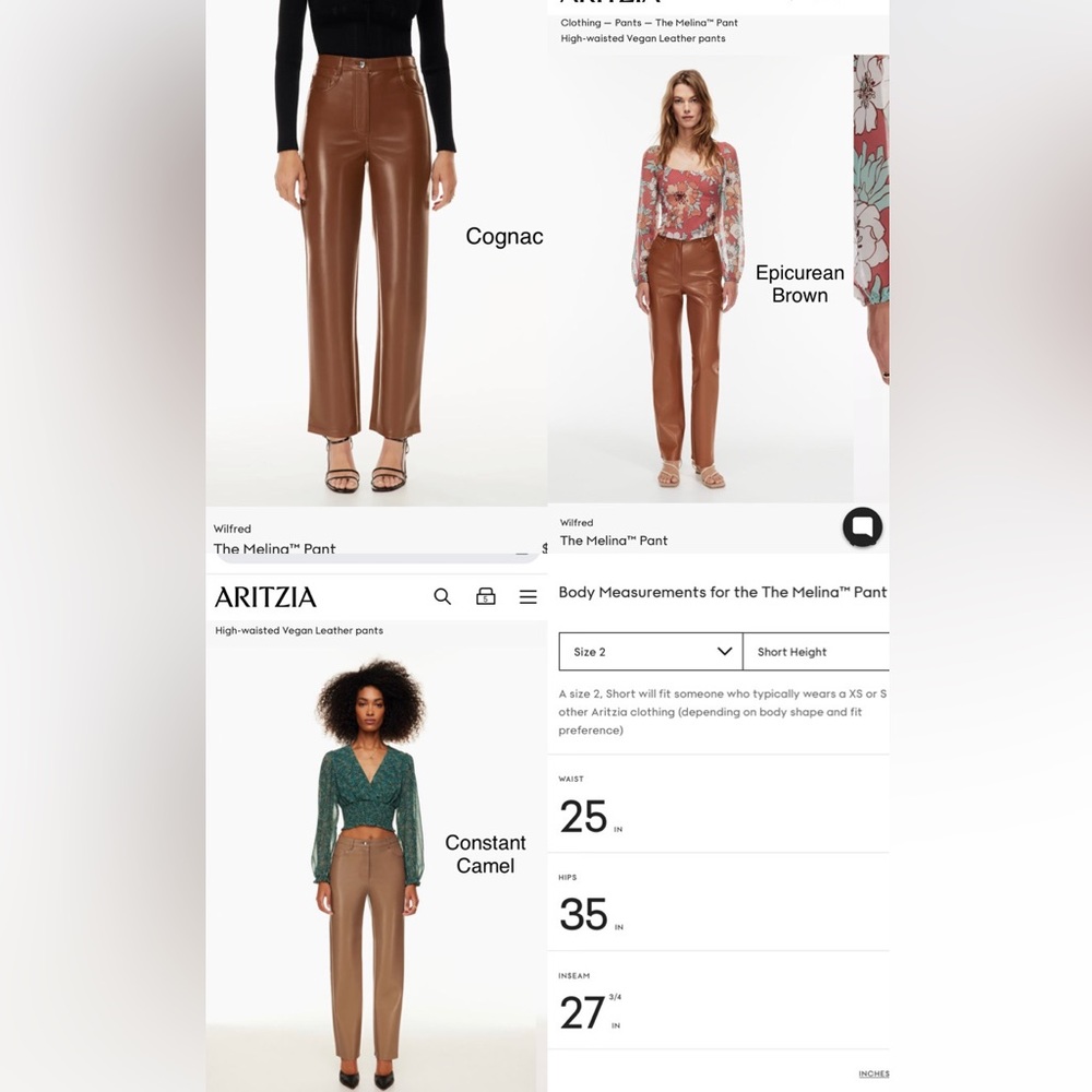 NWT size 2 Aritzia Melina Pant SHORT. Three pairs!